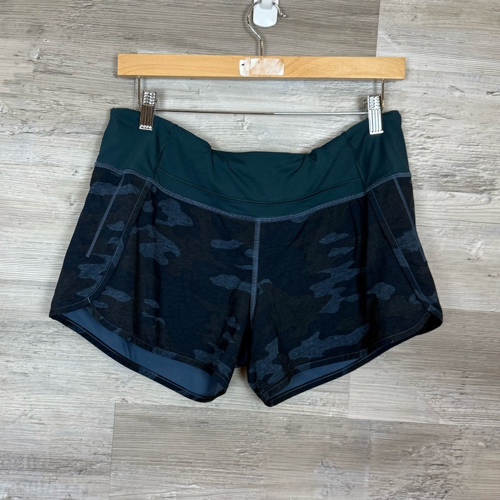 lululemon athletica Women’s Black and Dark Green Athletic Shorts